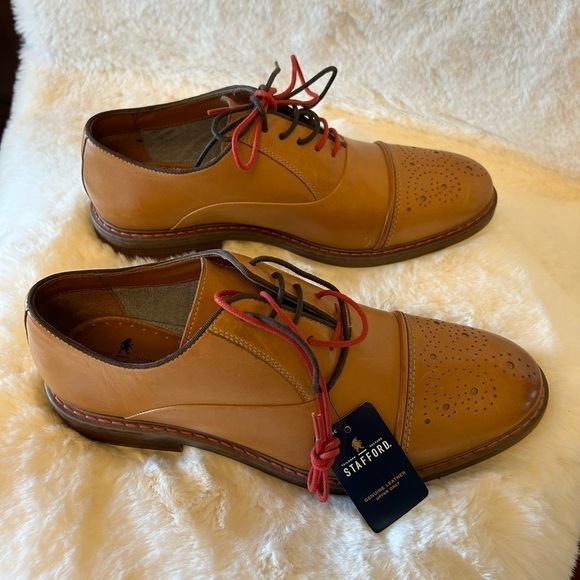 Stafford Genuine leather Jahil Cognac mens dress shoes NWT Sz-9.  I - Picture 4 of 13
